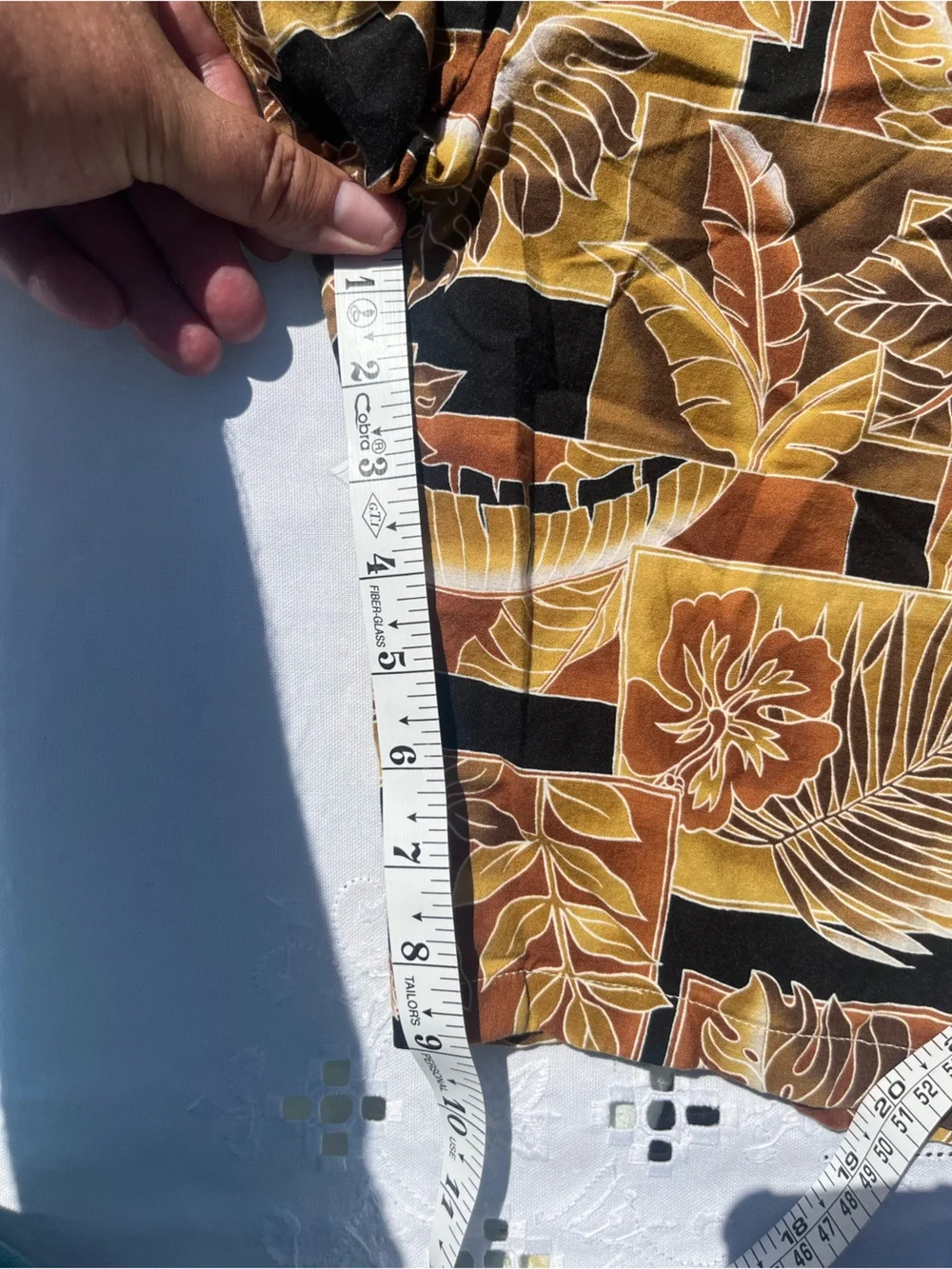 Handmade Men's Tropical Print Flat Front Shorts - Brown/Black